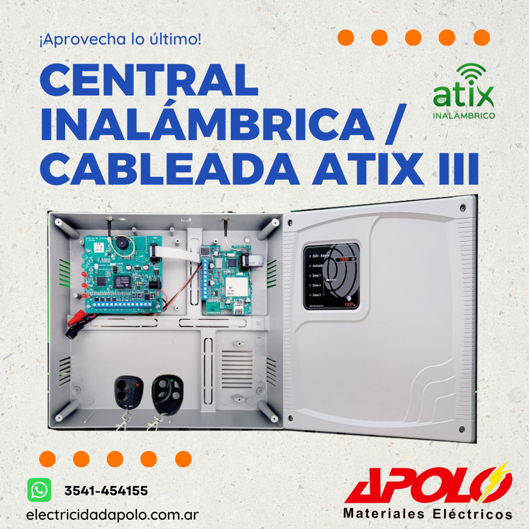 Central Inalámbrica / Cableada Atix III + 2tr 4 Canales - Imagen 2