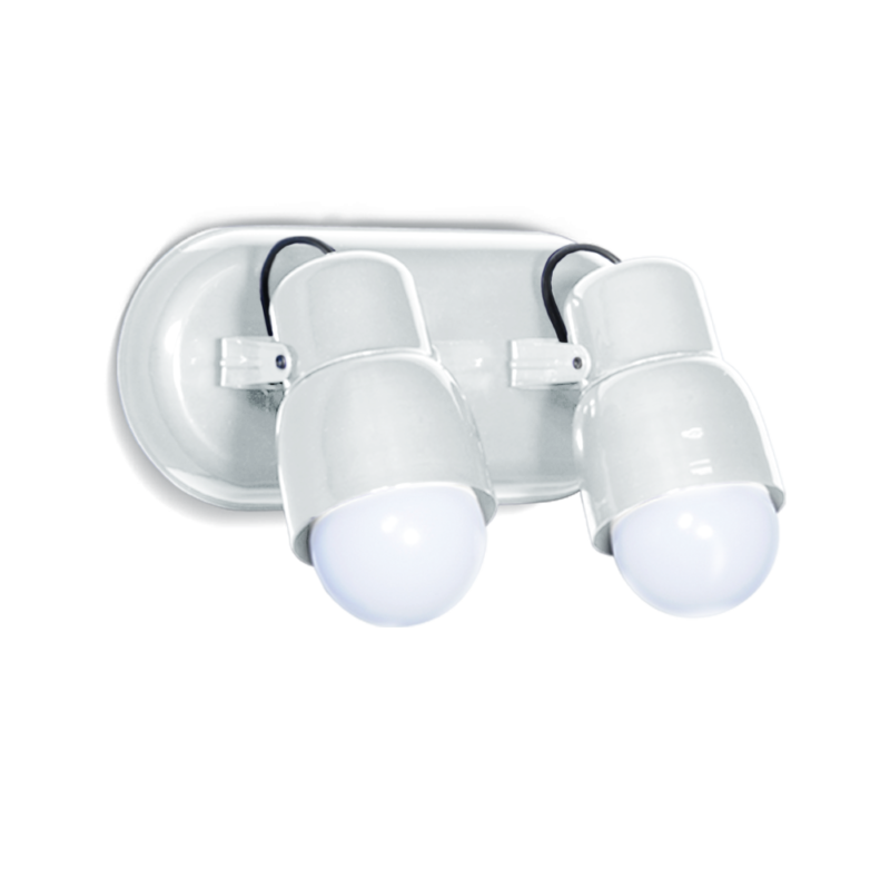 Spot 2 luces chapa base ovalada (blanco/gris)