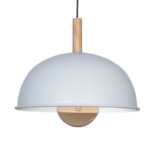 Colgante media esfera de aluminio con detalle en madera 1L