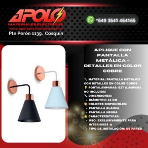 Aplique con Pantalla Metálica – Detalles en color Cobre
