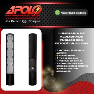 Luminaria de Alumbrado Público con Fotocélula – 50W