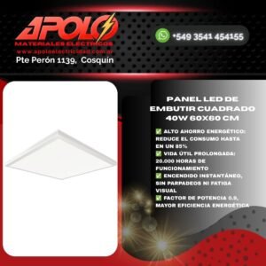 PANEL DE EMBUTIR CUADRADO 40W 60x60