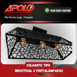 Colgante tipo industrial 3 Portalámparas
