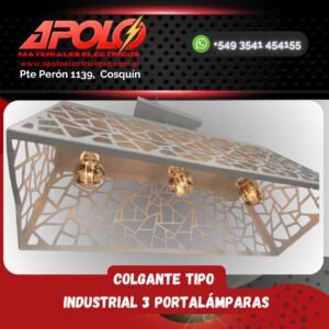 Colgante Industrial 3 portalámparas